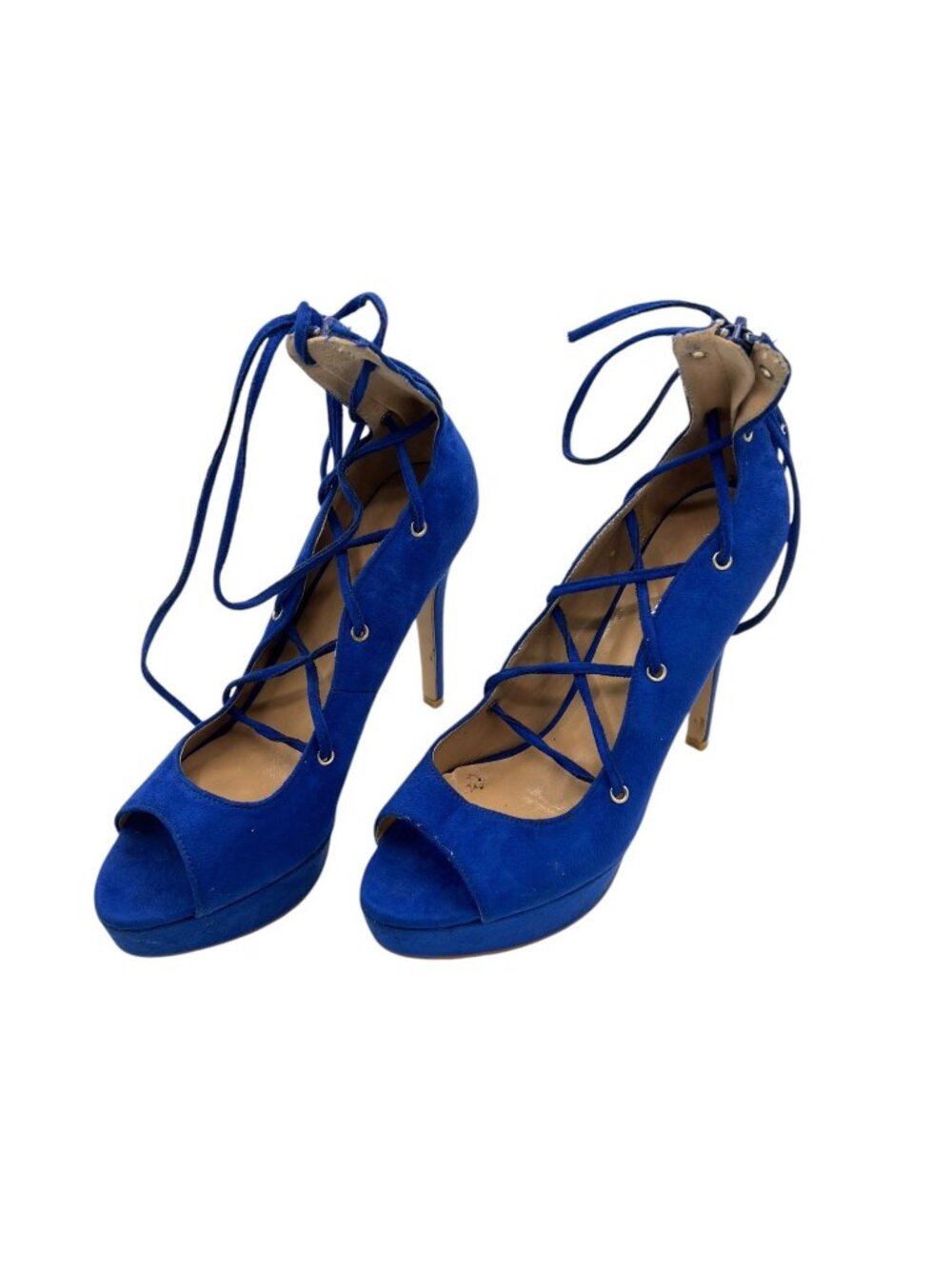 Delicacy Blue Lace Up Platform Stiletto Heels 8.5 Hollywood Prop House